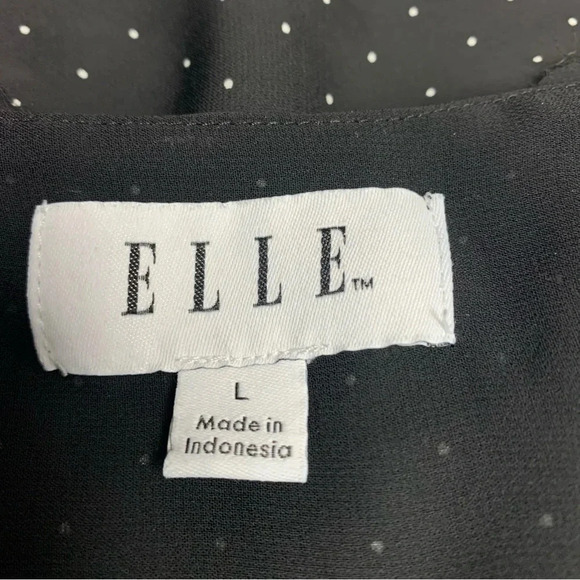 Elle black/white polka dot tiered bottom top size Large spaghetti straps - Picture 9 of 10